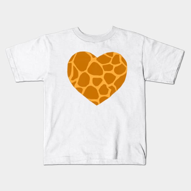 Giraffe Print Heart Kids T-Shirt by Dudzik Art